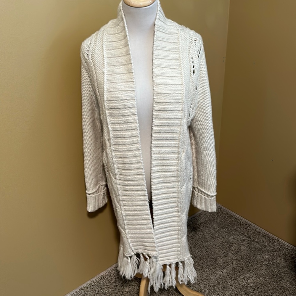 🍊 American Eagle Chunky Open Knit Fringe Cardigan Sweater